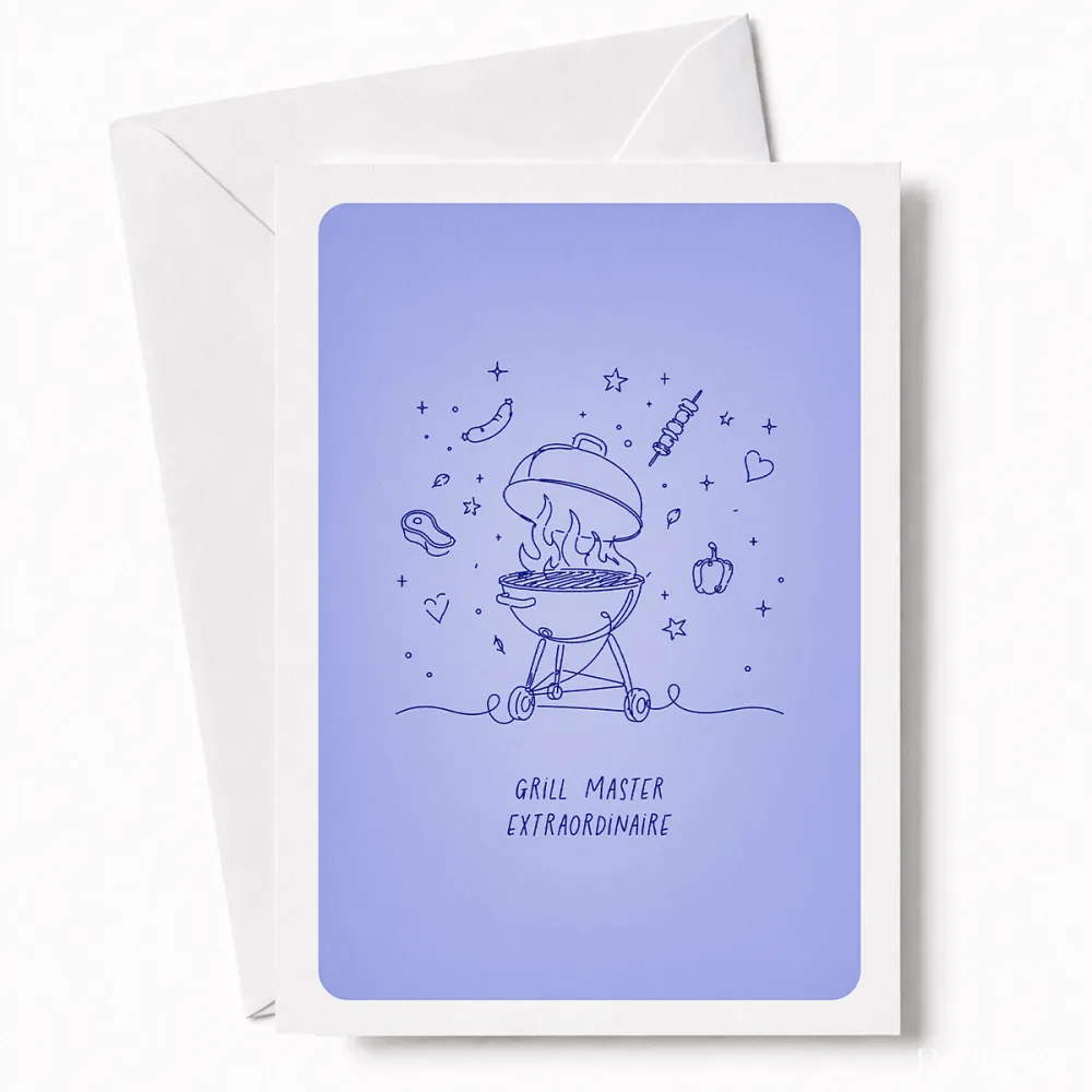Crown him king of the grill with this brilliant card for the dad who takes barbecue very seriously. A bold line art