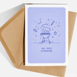 Crown him king of the grill with this brilliant card for the dad who takes barbecue very seriously. A bold line art