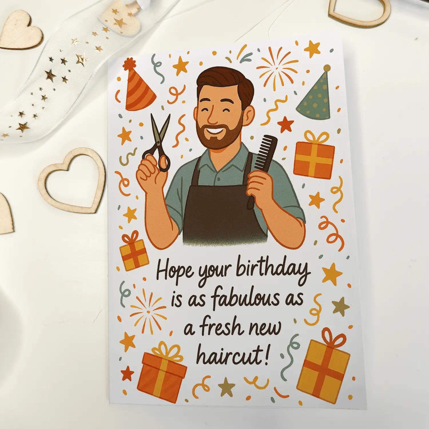 Hairdresser Barber Happy Birthday Card | Cute Illustrated Card - Greeting Card