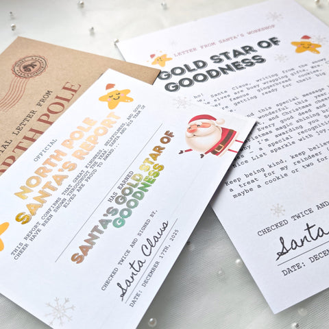 Gold Star of Goodness Letter from Santa | Elf Helper of the Year Set