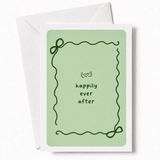 Happily Ever After | Bow Border Wedding Card - wedding card, winged heart, wedding gift, kraft envelope, colour options