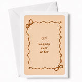 Happily Ever After | Bow Border Wedding Card - wedding card, winged heart, wedding gift, kraft envelope, colour options