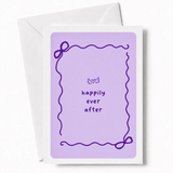 Happily Ever After | Bow Border Wedding Card - wedding card, winged heart, wedding gift, kraft envelope, colour options