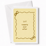 Happily Ever After | Bow Border Wedding Card - wedding card, winged heart, wedding gift, kraft envelope, colour options