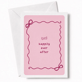 Happily Ever After | Bow Border Wedding Card - wedding card, winged heart, wedding gift, kraft envelope, colour options