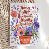 Happy Birthday Blooms Beautifully Wildflower Purple Card - birthday card, blooms beautifully, blooms beautifully