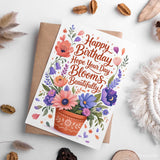 Happy Birthday Blooms Beautifully Wildflower Purple Card - birthday card, blooms beautifully, blooms beautifully