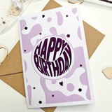 Happy Birthday Card | Retro Purple Greeting Card - Greeting Card