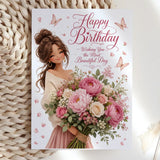 Happy Birthday Wishing You Beautiful Day Girl Card - beautiful day, happy birthday, happy birthday wishing, birthday