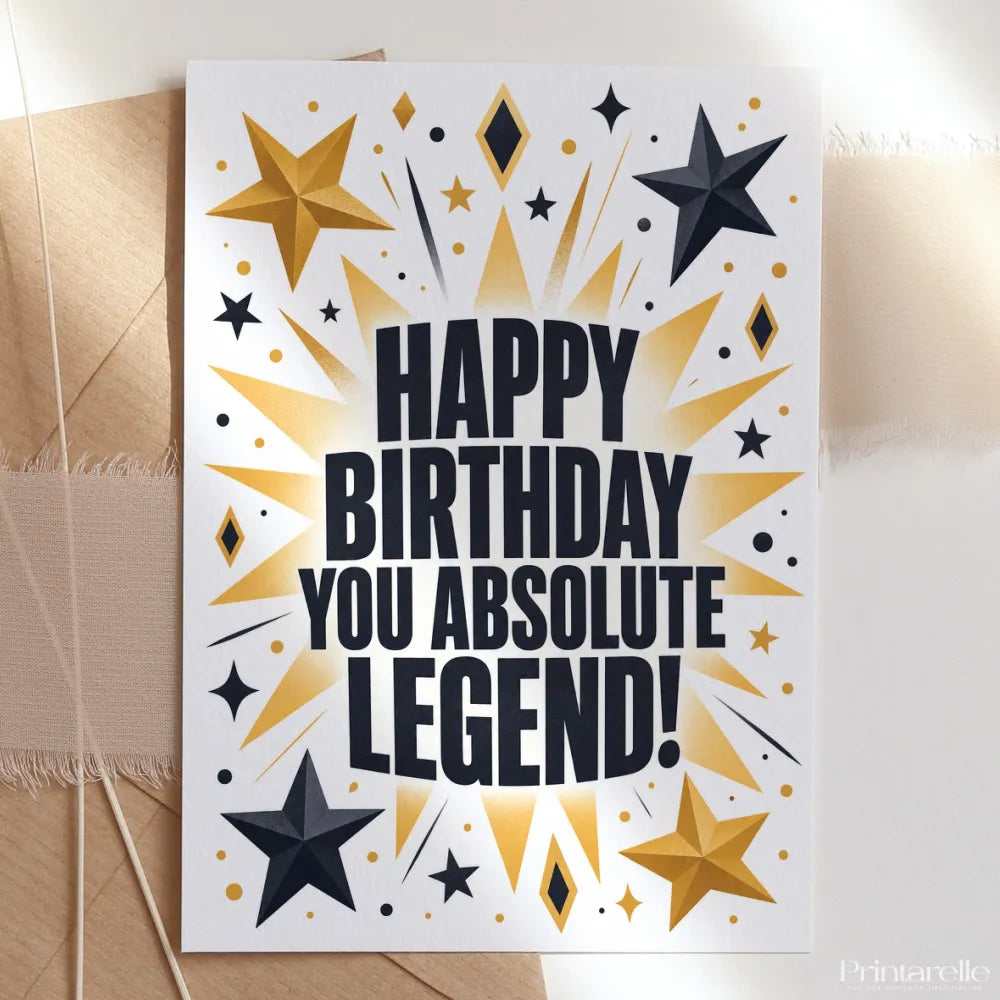 Happy Birthday You Absolute Legend Gold Black Card - happy birthday, absolute legend, gold black card, birthday card,