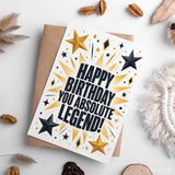 Happy Birthday You Absolute Legend Gold Black Card - happy birthday, absolute legend, gold black card, birthday card,