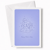 A card full of warmth and wonder. This beautiful line art illustration shows a dad wrapped in a gentle group hug