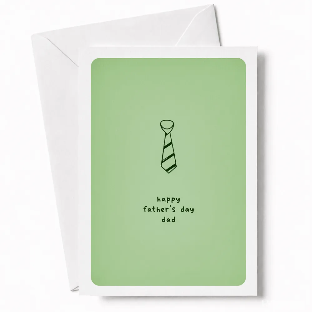The same tie, the same clean design, but this time it is all about Father’s Day. A single illustrated striped tie sits