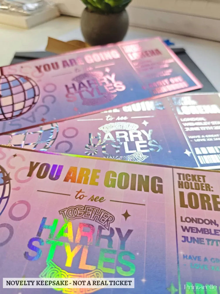 Harry Styles Foil Ticket | Personalised Keepsake Gift - harry styles, foil ticket, harry styles foil, styles foil
