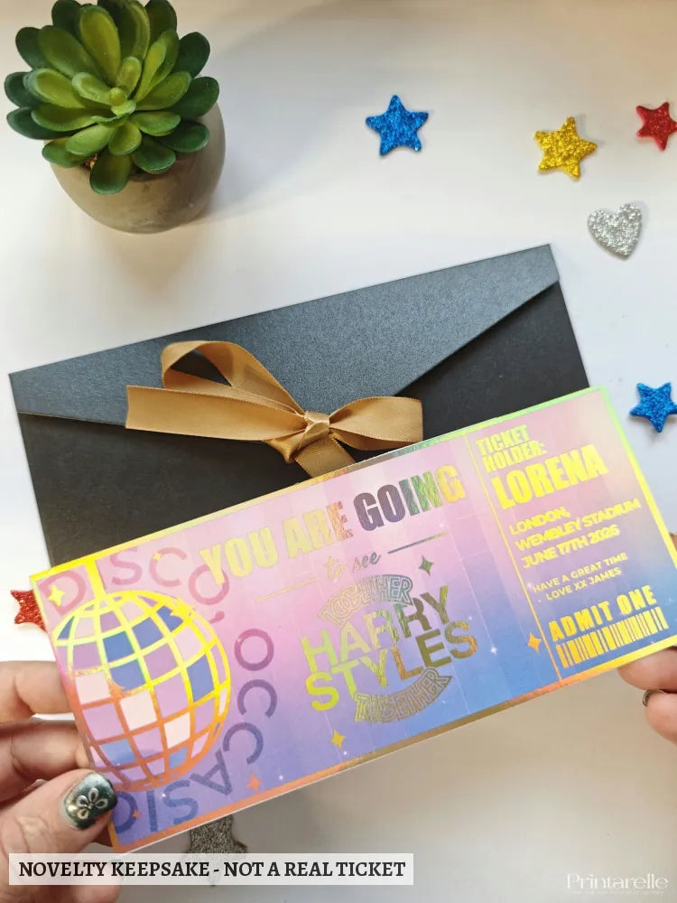 Harry Styles Foil Ticket | Personalised Keepsake Gift - harry styles, foil ticket, harry styles foil, styles foil