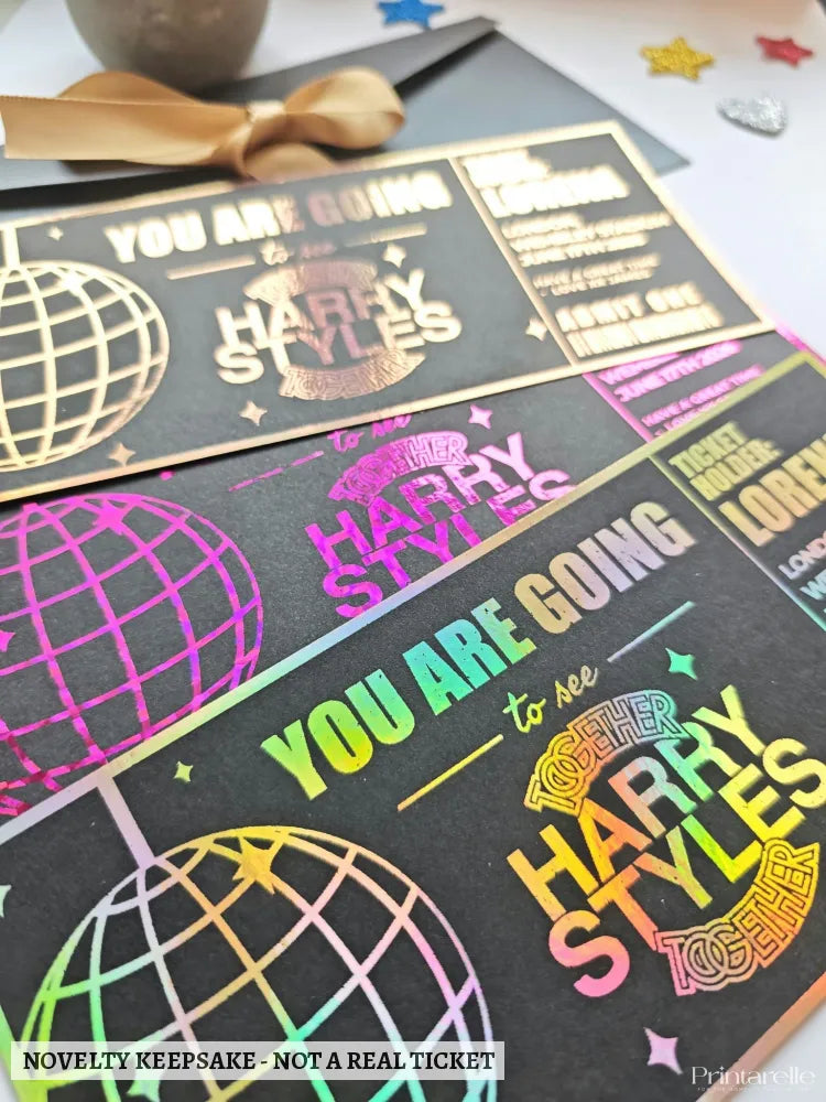 Harry Styles Foil Ticket | Personalised Concert Reveal - harry styles, foil ticket, harry styles foil, styles foil
