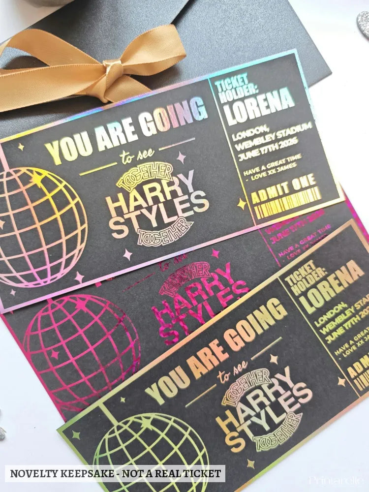 Harry Styles Foil Ticket | Personalised Concert Reveal - harry styles, foil ticket, harry styles foil, styles foil