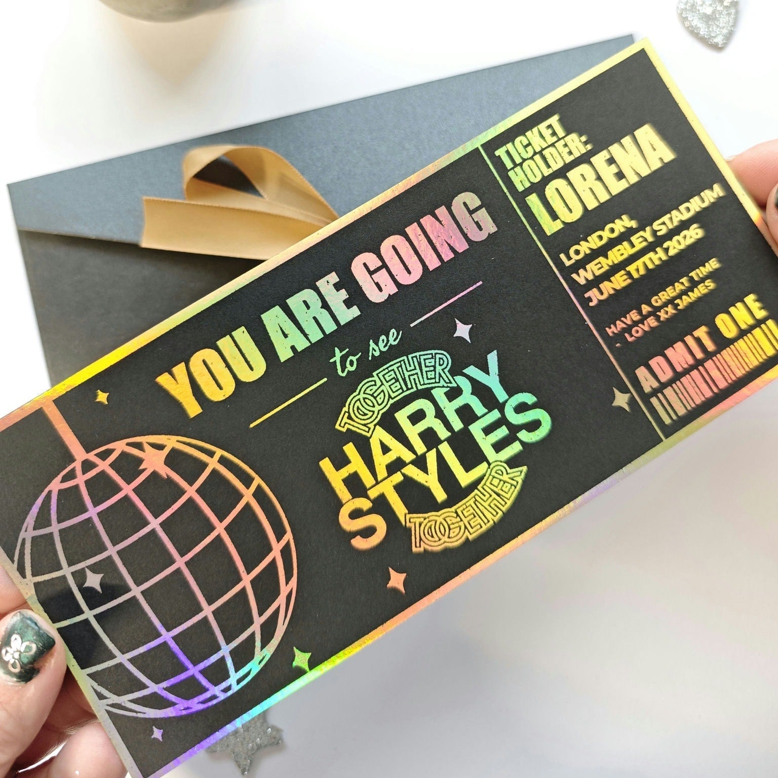 Harry Styles Foil Ticket | Personalised Concert Reveal - Foil Ticket - Printarelle