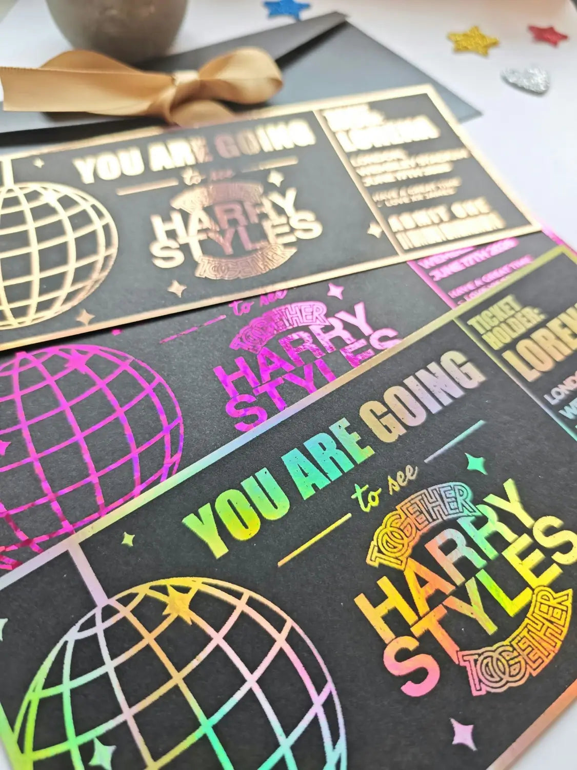 harry styles personalised foil concert ticket reveal printarelle