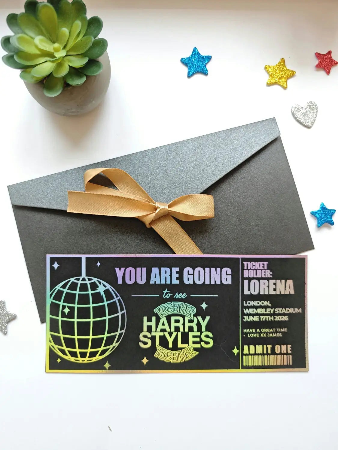 harry styles personalised foil concert ticket keepsake printarelle