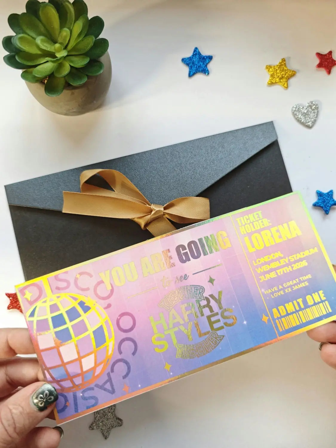 harry styles personalised foil ticket keepsake gift printarelle