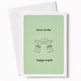 Here’s to the Happy Couple | Wedding Card - wedding card, happy couple, coupe glasses, wedding day, kraft envelope
