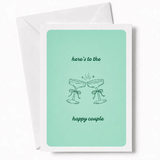 Here’s to the Happy Couple | Wedding Card - wedding card, happy couple, coupe glasses, wedding day, kraft envelope