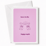 Here’s to the Happy Couple | Wedding Card - wedding card, happy couple, coupe glasses, wedding day, kraft envelope