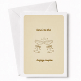 Here’s to the Happy Couple | Wedding Card - wedding card, happy couple, coupe glasses, wedding day, kraft envelope