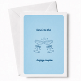 Here’s to the Happy Couple | Wedding Card - wedding card, happy couple, coupe glasses, wedding day, kraft envelope