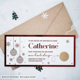 Holiday Surprise Foil Ticket | Personalised Scratch Reveal - personalised holiday foil, foil scratch-off, kraft