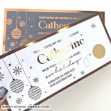 Holiday Surprise Foil Ticket | Personalised Scratch Reveal - personalised holiday foil, foil scratch-off, kraft