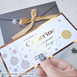 Holiday Surprise Foil Ticket | Personalised Scratch Reveal - personalised holiday foil, foil scratch-off, kraft