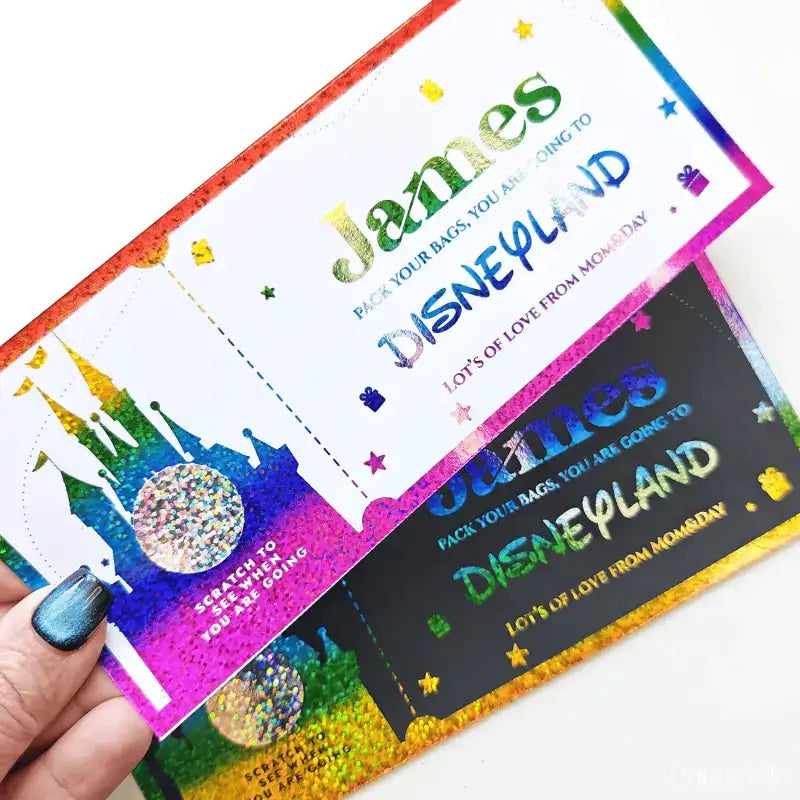 Christmas Surprise Foil Ticket - Disneyland Trip Reveal - Foil Ticket