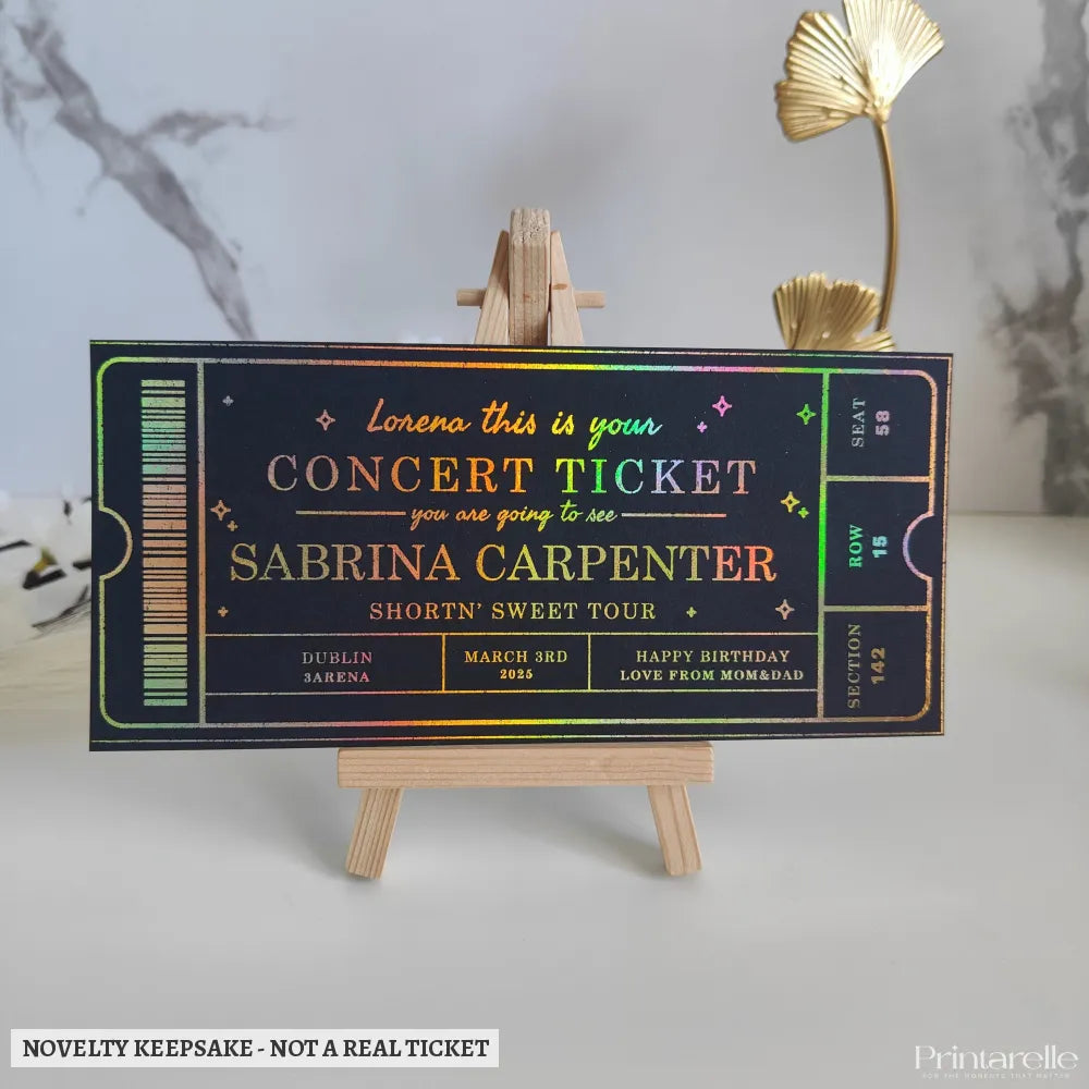 Holographic Foil Concert Ticket | Personalised Music Gift - concert ticket, holographic foil, foil concert ticket,