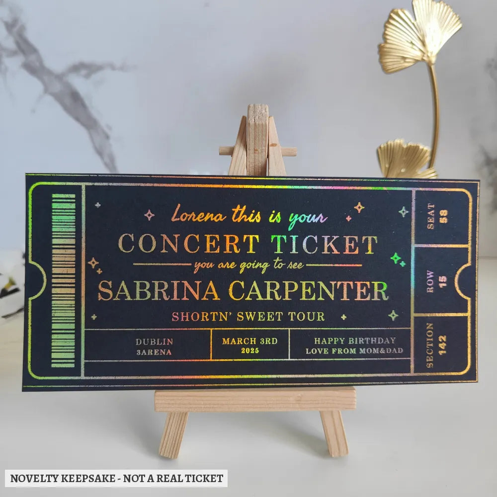 Holographic Foil Concert Ticket | Personalised Music Gift - concert ticket, holographic foil, foil concert ticket,