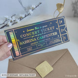 Holographic Foil Concert Ticket | Personalised Music Gift - concert ticket, holographic foil, foil concert ticket,