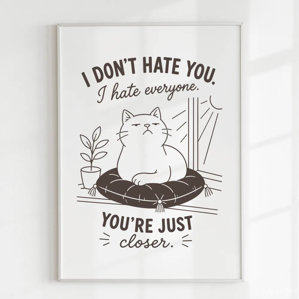 Handmade - Print - I Don’t Hate You I Hate Everyone Funny Cat Print | Ireland