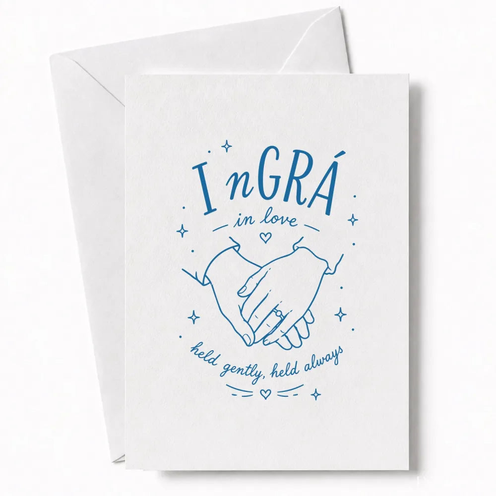 Handmade - Greeting Card - Irish Wedding Card I nGrá In Love Holding Hands | Ireland