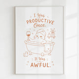 Handmade - Print - I Was Productive Once Cat Bathroom Wall Print | Ireland