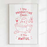 Handmade - Print - I Was Productive Once Cat Bathroom Wall Print | Ireland