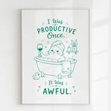 Handmade - Print - I Was Productive Once Cat Bathroom Wall Print | Ireland