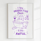Handmade - Print - I Was Productive Once Cat Bathroom Wall Print | Ireland