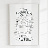 Handmade - Print - I Was Productive Once Cat Bathroom Wall Print | Ireland