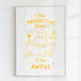 Handmade - Print - I Was Productive Once Cat Bathroom Wall Print | Ireland