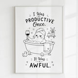 Handmade - Print - I Was Productive Once Cat Bathroom Wall Print | Ireland