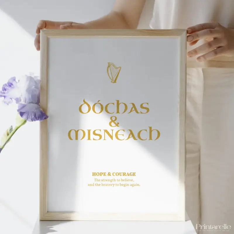 Irish Gold Foil Print – Dóchas & Misneach Wall Art - Prints - Printarelle