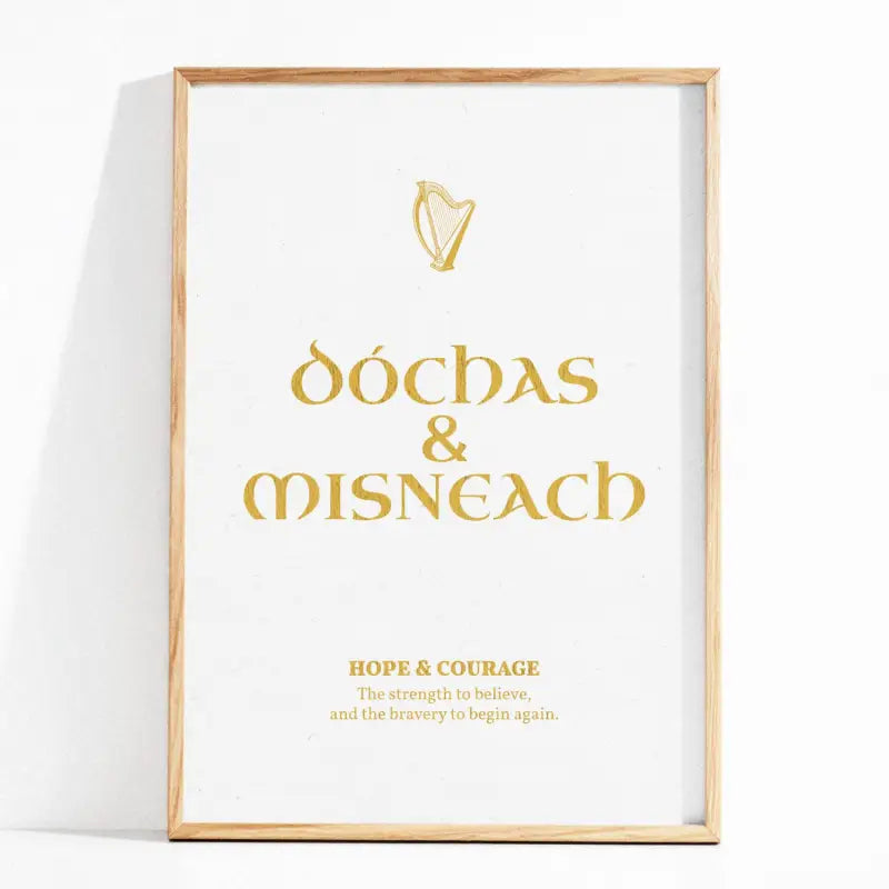 Irish Gold Foil Print – Dóchas & Misneach Wall Art - Prints - Printarelle
