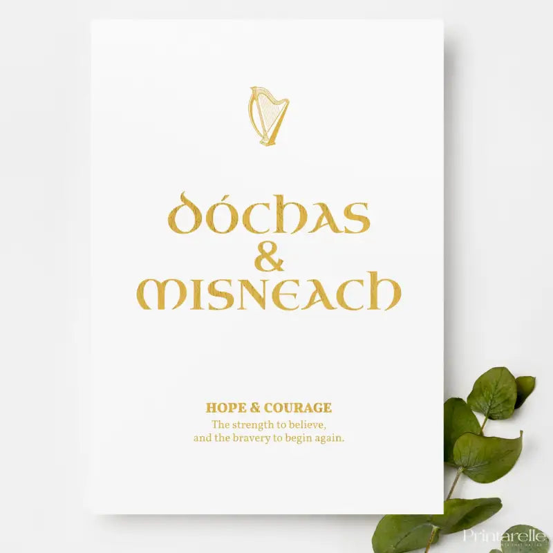 Irish Gold Foil Print – Dóchas & Misneach Wall Art - Prints - Printarelle