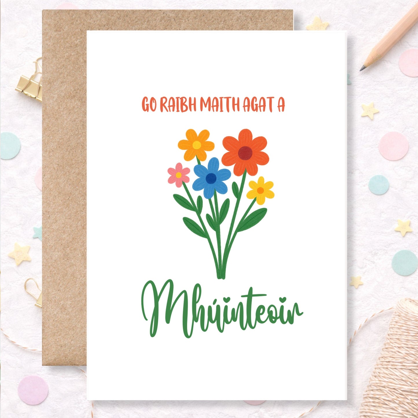 Irish Thank You Teacher Card – Go Raibh Maith Agat a Mhuinteoir - Greeting Card - Printarelle